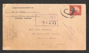 USA 567 STAMP COOK BIBLE SCHOOL PHOENIX ARIZONA REGISTERED COVER 1939