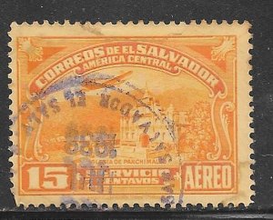 El Salvador C54: 15c Plane, Panchimalco Church, used, F-VF