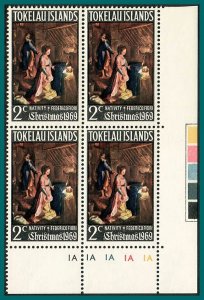 Tokelau 1969 Christmas, Plate Block, MNH  #20,SG20