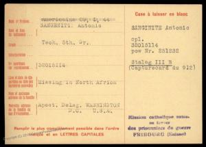 USA 1944 Germany Africa POW Camp STALAG III Red Cross Card Switzerland 89246