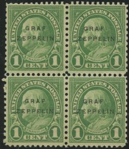 #632 VAR 1927 A.C. ROESSLER GRAF ZEPPELIN OVERPRINT MINT OG NH BLK/4 RARE HV9019