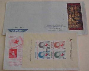 BURUNDI FDC SHEETLET RED CROSS 1963 & BURUNDI #C26 VAR 1966 COVER TO USA IMPERF