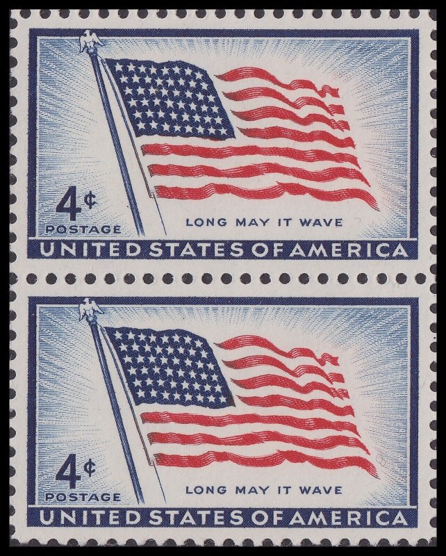 US 1094 Old Glory 4c vert pair MNH 1957