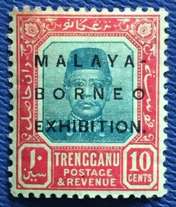 MALAYA-BORNEO EXHIBITION MBE opt TRENGGANU 1922 10c MH SG#51 M4800