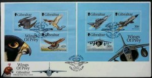 Gibraltar Wings Of Prey 1999 Wildlife Birds Eagle Aircraft Airplane (ms FDC)