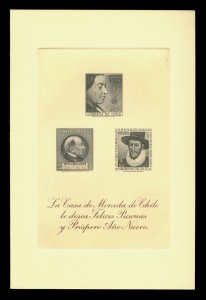 CHILE 1958 Chile Mint Greatings Cards - gray colour - two pages complete card VF