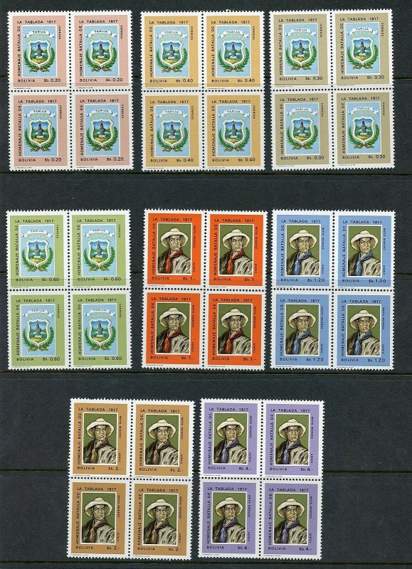 BOLIVIA SCOTT# 497-500 C278-81 CEFILCO# 802-9 TARIJA BLOCK OF 4 MNH AS SHOWN