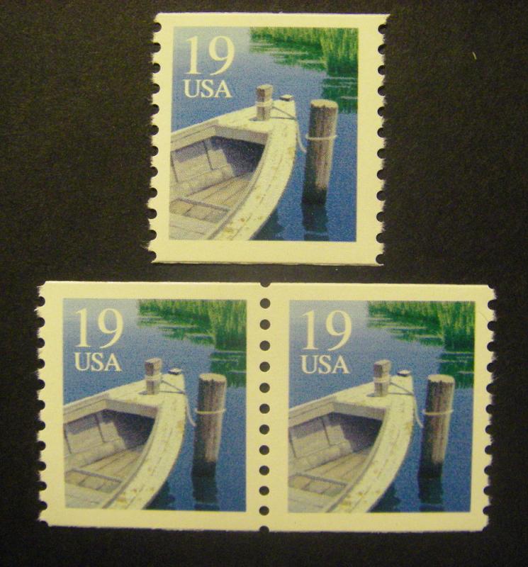 Scott 2529C, 19c Fishing Boat, Pair & Single, MNH Beauties