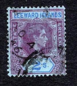 Leeward Islands SC #112  VF, Used, 2sh King George, CV $2.25  ..... 3450075