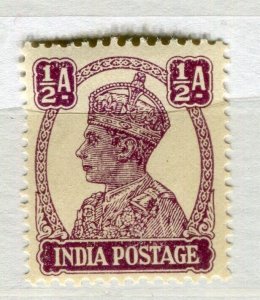 INDIA; 1938 early GVI Portrait issue Mint hinged 1/2a. value