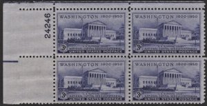 SC#991 3¢ Supreme Court Plate Block: UL #24246 (1950) MDG