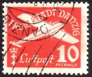 1938, Danzig, 10pfg, Used, Sc C42, Mi 298