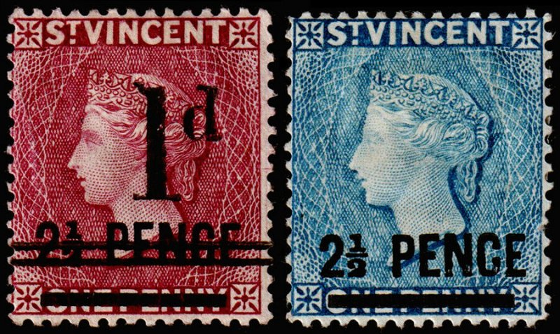 St. Vincent Scott 55, 56 (1885, 1891) Mint H F-VF, CV $39.50 M