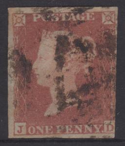 Great Britain 1841 QV 1d Red Brown Sc#3 Imperf Used JD