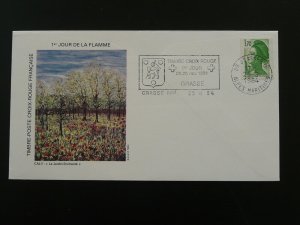Red Cross 1984 postmark on cover with Caly painting