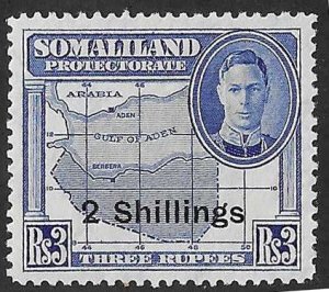 British Somaliland Sc #125  2sh on Rs3  OG VF