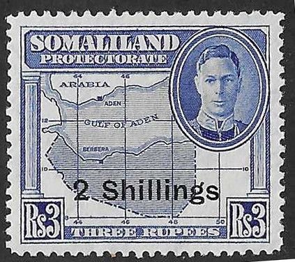 British Somaliland Sc #125  2sh on Rs3  OG VF