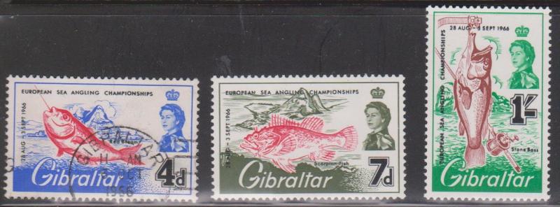 GIBRALTAR Scott # 177-9 Mint Hingd & Used - Sea Fishing Championships