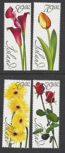 Iceland 2005 Flowers Rose Tulip VF MNH (1039-42)