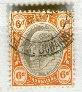 SOUTH AFRICA; TRANSVAAL 1903-04 early ED VII issue fine used Shade of 6d. value