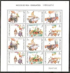 Macao stamp Street vendors MNH 1998 Mi 948-953 S/S
