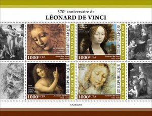 Central Africa - 2022 Leonardo da Vinci Anniversary - 4 Stamp Sheet - CA220228a