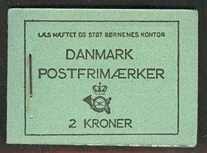 DENMARK (H22b) 2kr Booklet, GREEN COVER, VF, H# 51,