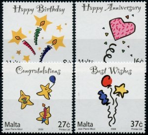 Malta Greetings Stamps 2006 MNH Occasions Happy Birthday Anniversary 4v Set