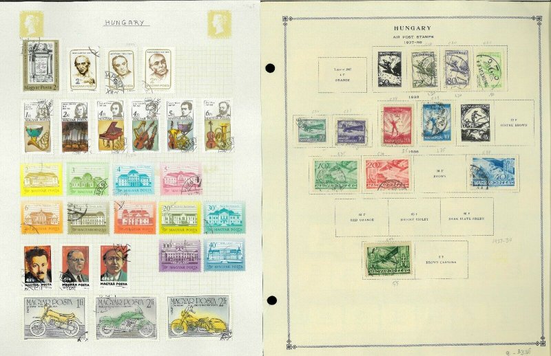 Hungary 1874-1986 M, U & CTO Hinged ona Messy Mix of Remaindered Pages.