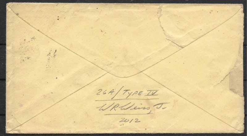 Doyle's_Stamps: 1857 Boston to Maine Postal Cover with Scott #26A (per Weiss)