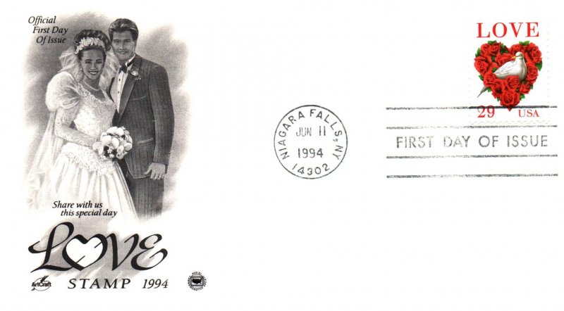 US 2814C Love Dove PCS Artcraft Variety U/A FDC