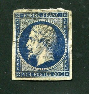 France 1853  Napoleon Imperf 20c Color Variety Used  Mi 13Ic 20c SKU 876