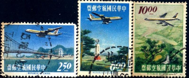 Jet Airliners, Taiwan stamp SC#C73-C75 Used set