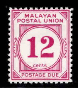 Federation of Malaya Scott J32 MH* Postage Due, p12 wmk 314 Magenta