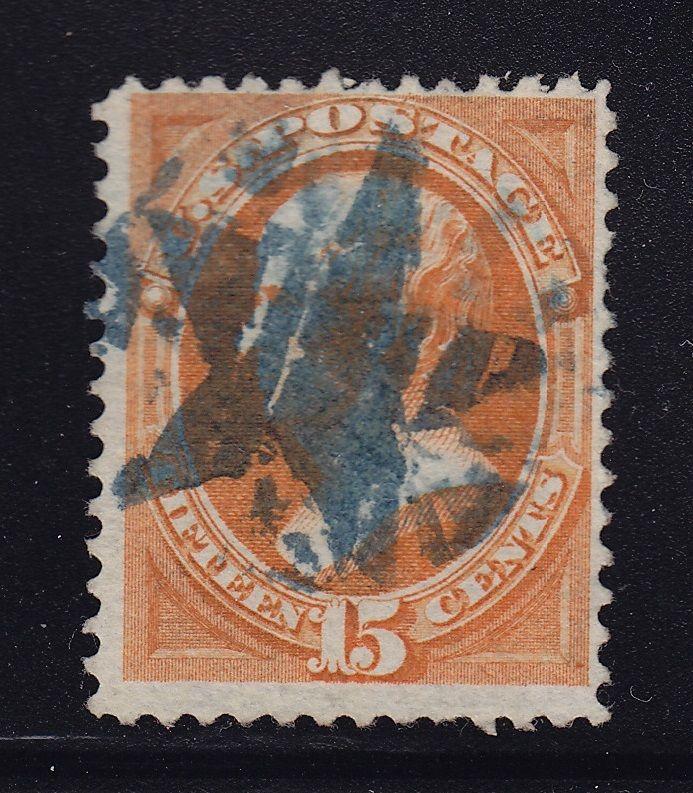 163 VF used neat blue star cancel with nice color cv $ 190  see pic 