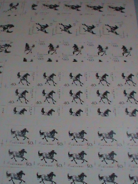 ​CHINA STAMPS: 1978 SC#1389-98 GALLOPING HORSE- HSU PEIHUNG COMPLETE SHEET SET