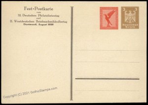 Germany 1926 Dortmund Stamp Dealers Day Private Ganzsachen Postal Card Co G68551