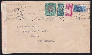 SOUTH AFRICA 1944 censor cover to New Zealand - Bantams franking...........B4104