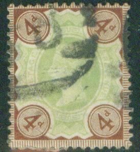 Great Britain Scott 116, Victoria 4p 1887 CV$15