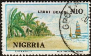 Nigeria 615C  - Used - 10n Lekki Beach (1992) (cv $1.70)