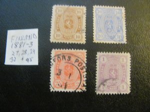 FINLAND 1881-3 USED SC 27-30  VF/XF  $95 (160)