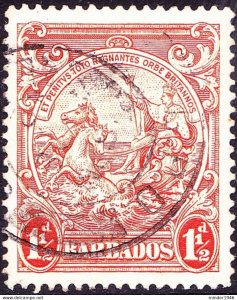 BARBADOS 1941 1½d Orange SG250b FU