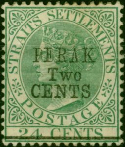 Perak 1891 2c on 24c Green SG52 Fine MM