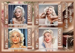 Stamps. Cinema, Actresses, Jayne Mansfield  2022 year 1+1 sheets perf  Lesotho