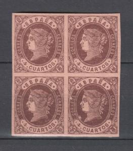 Spain 1862 Isabel II Edifil 58 Block x4 MNH Original Gum.Luxe