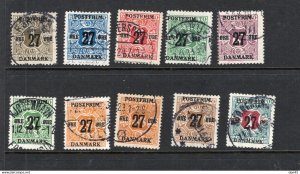 Denmark 1918 Ovpt Perf  14x14.5 Full set CV $291 Used 17443