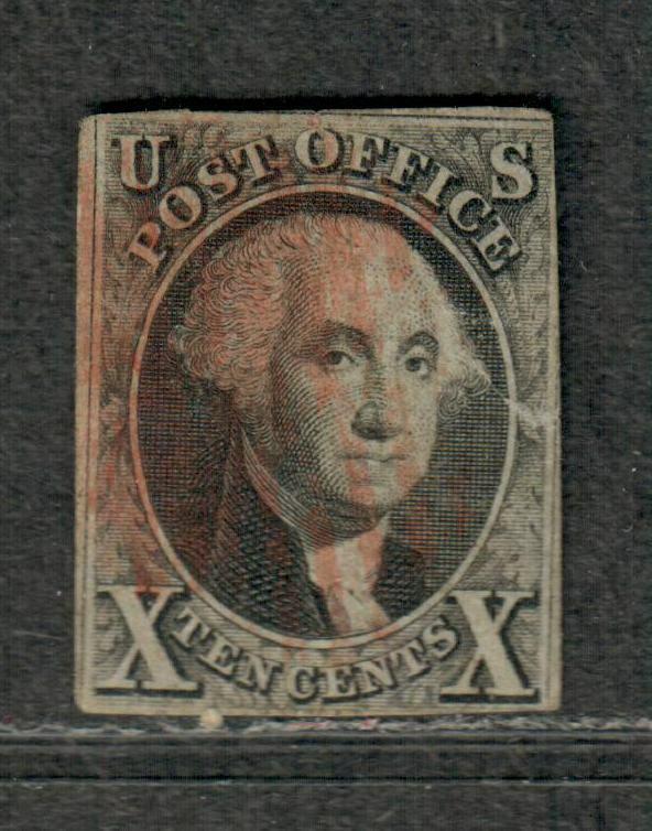 US Sc#2 Used/F, Red Cancel-Small Faults, Cv. $775