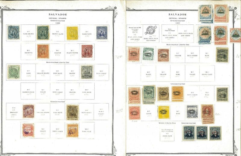 El Salvador Mint & Used Hinged on Old Scott Specialty Pages 1867-1952