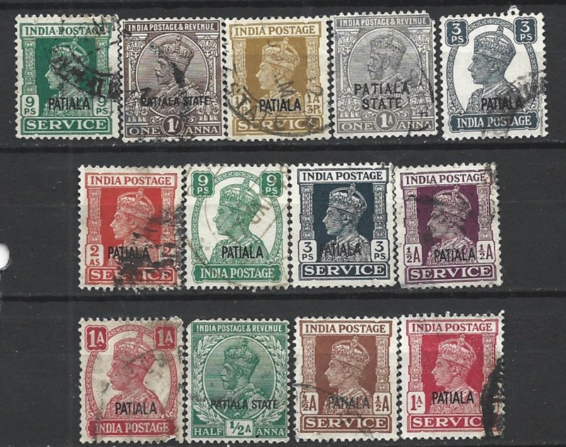 COLLECTION LOT 15554 PATIALA 13 STAMPS