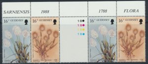 Guernsey  SG 434a SC# 396a  Flowers Flora MNH  Gutter Pair see scan 